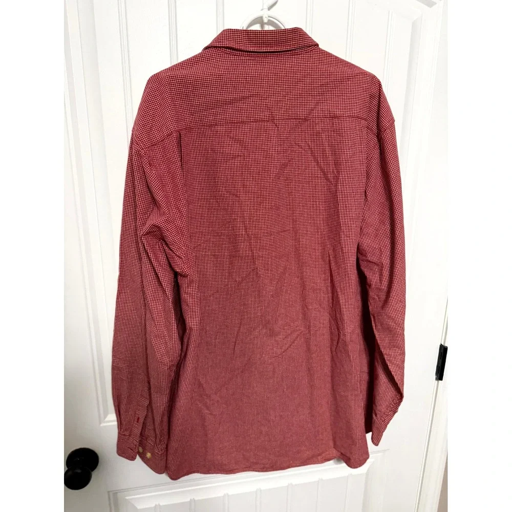 Eddie Bauer Button Down Shirt Mens XL Tall Red Gingham Check Cotton Long Sleeve
